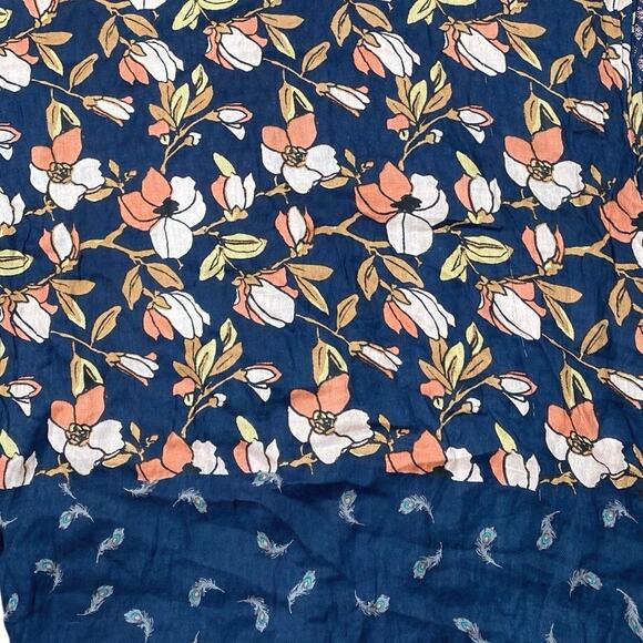 Ann Taylor LOFT Women's Navy Blue Multicolor Floral Shawl Wrap Scarf One Size - Picture 2 of 3